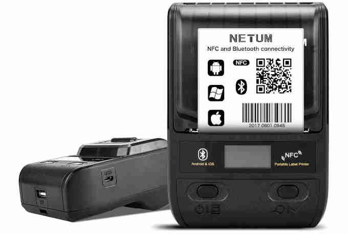 impresora de etiquetas portátil con Bluetooth y batería recargable